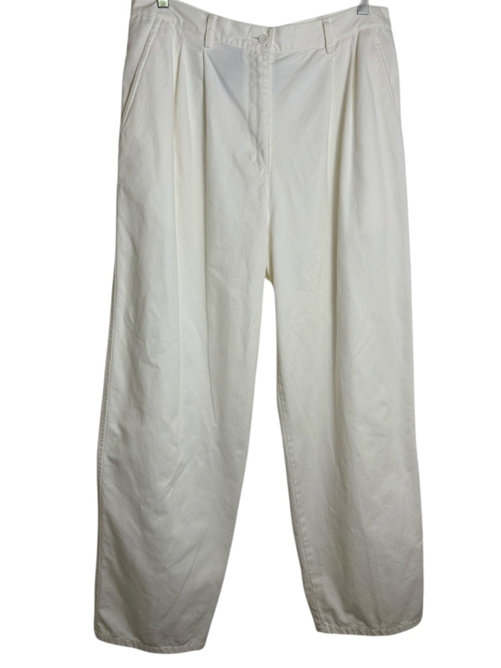 Lauren Ralph Lauren Size 16 100% Cotton White Pleated High Rise Trousers Pants